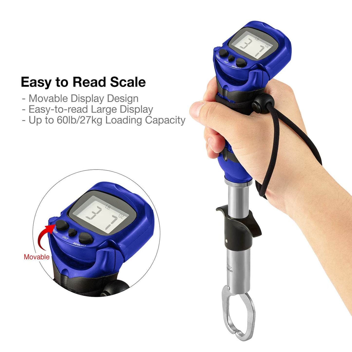 Piscifun Fish Gripper with Digital Fish Scale, Memory Function Fishing Scale, Save Up to Most 10 Set of Weight, Saltwater-Resistant, Portable Stainless Steel Fish Lip Gripper, Fishing Gear Gift