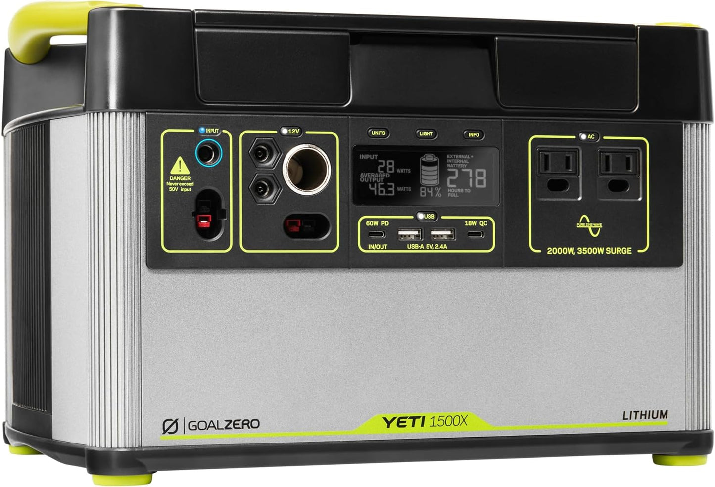 Goal Zero Yeti Portable Power Station - Yeti 1500X w/ 1,516 Watt Hours Battery Capacity, USB Ports & AC Inverter - Rechargeable Solar Generator for Camping, Travel, Outdoor Events, Off-Grid & Home Use