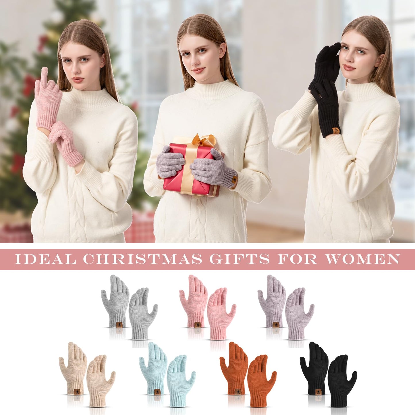 Winter Gloves for Women Upgraded Touch Screen Warm Knit Gloves for Working Driving Running