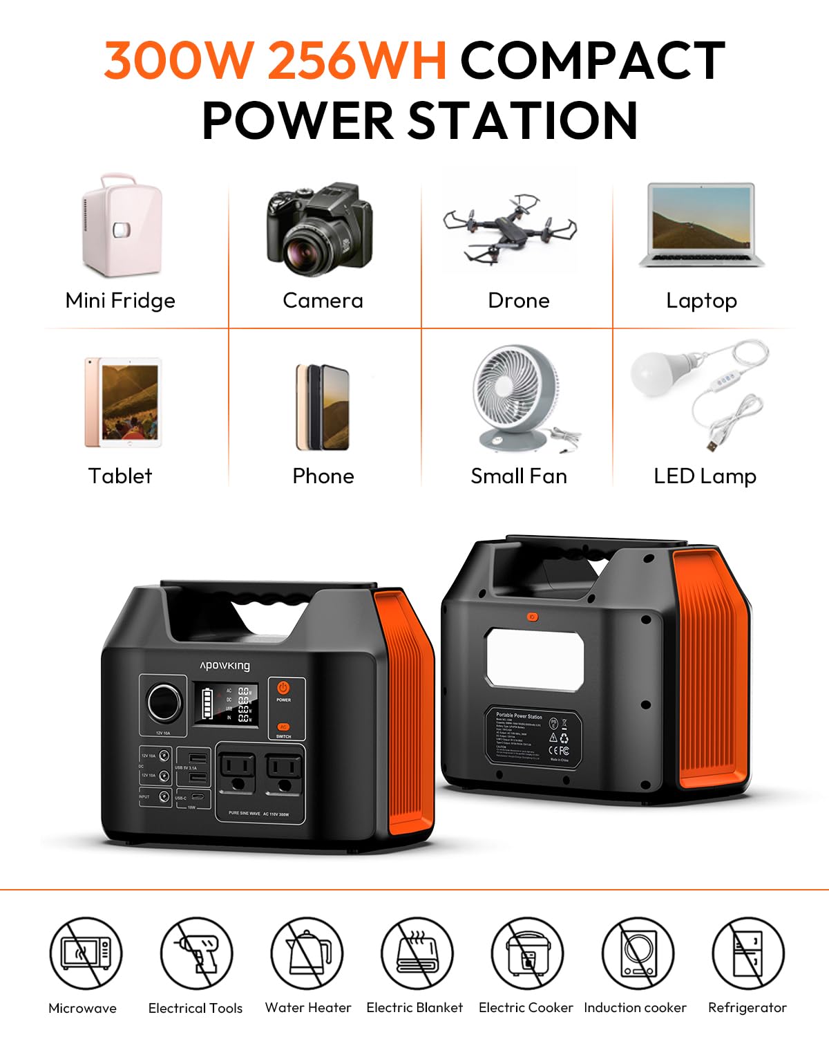 Solar Powered Generator 300W Rated, Portable Solar Generator Power Station with Solar Panels 40W Included, 220Wh Sola Power Bank with AC Outlet 110V Pure Sine Wave for Home Use Camping Outdoor