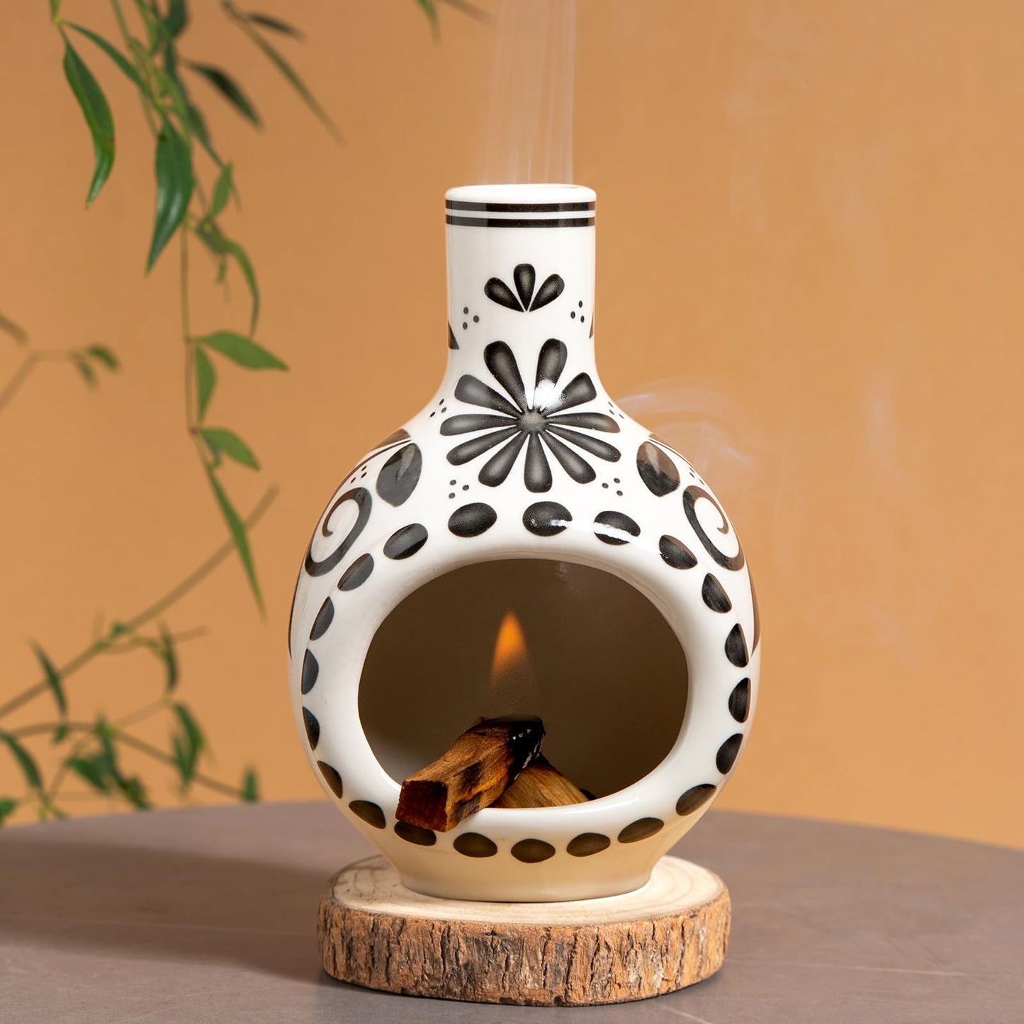 Handmade Ceramic Palo Santo Holder Burner - Mini Chimenea Incense Dish for Palo Santo and Sticks - Sage Holder for Meditation Decor