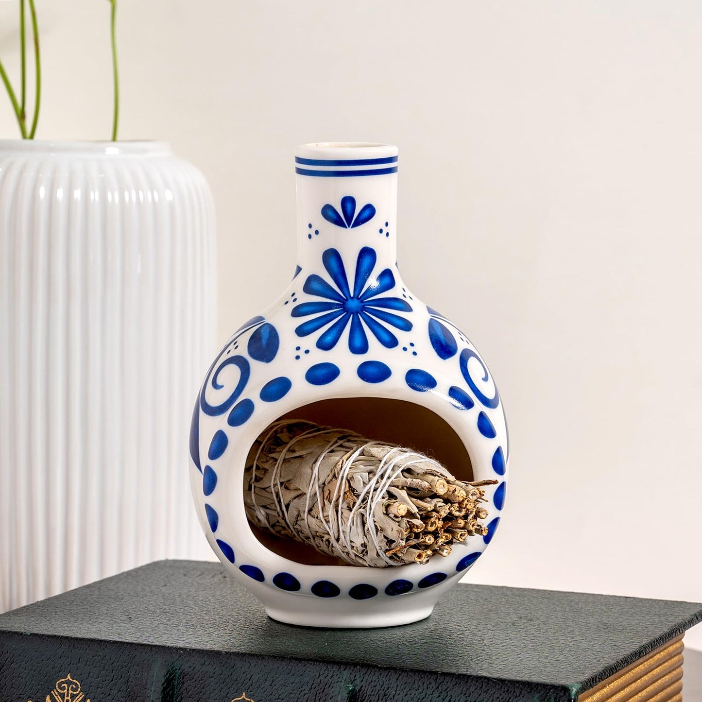 Handmade Ceramic Palo Santo Holder Burner - Mini Chimenea Incense Dish for Palo Santo and Sticks - Sage Holder for Meditation Decor