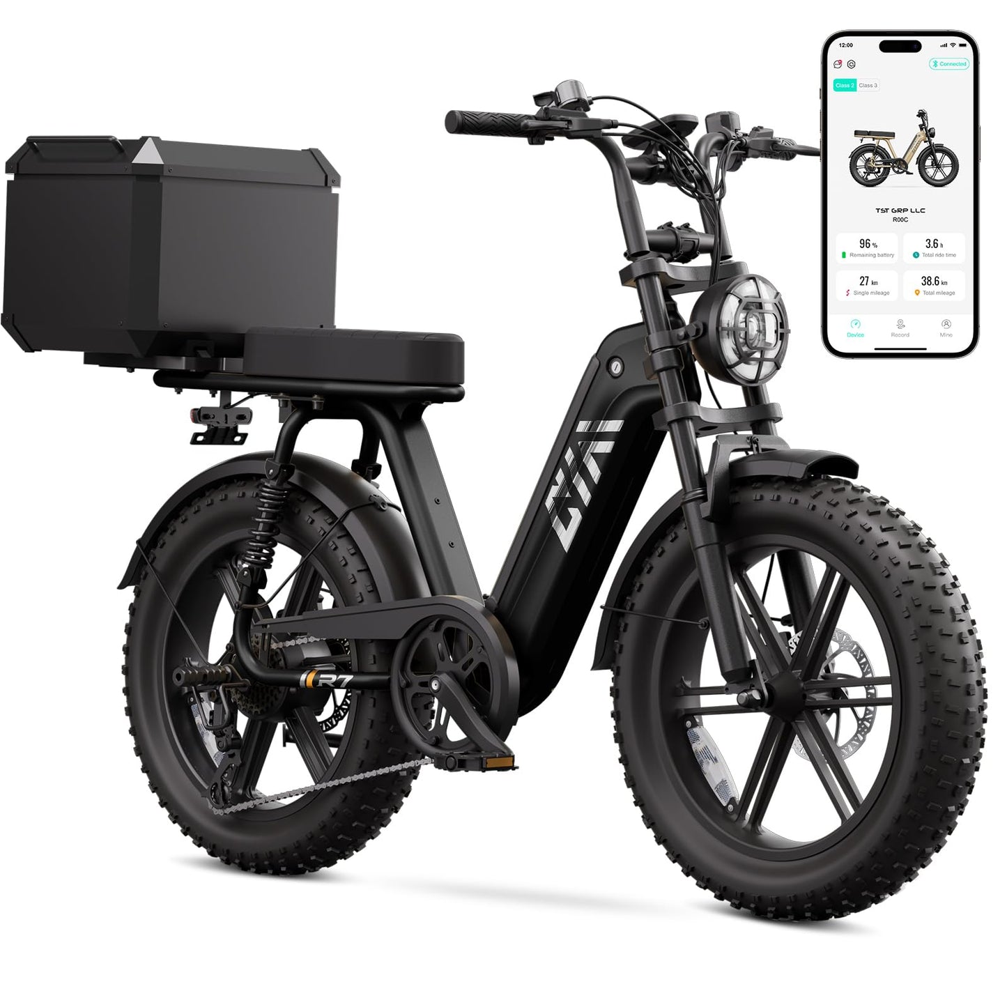 TST Electric Bike for Adults, 1500W Peak Motor Ebike with 48V 15Ah Built-in Battery, 60 Miles Range 28 MPH Electric Bike, 20" Fat Tire E Bike with Rear Seat, Footrest
