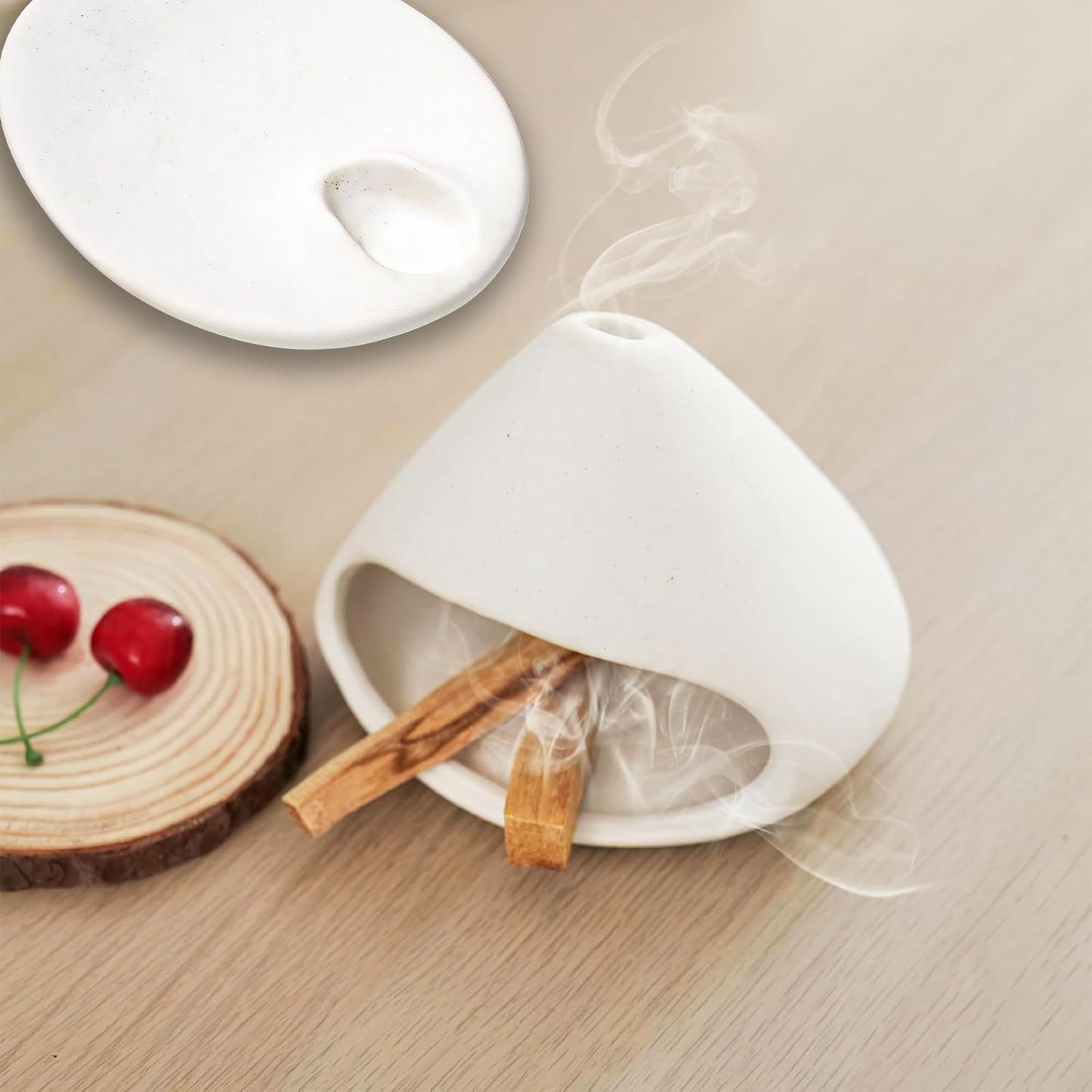 Set of 2 Ceramic Incense Burner Palo Santo Holder for Burning Sage Sticks Burning Bowl for Women Meditation Spiritual Decor(Brownness)