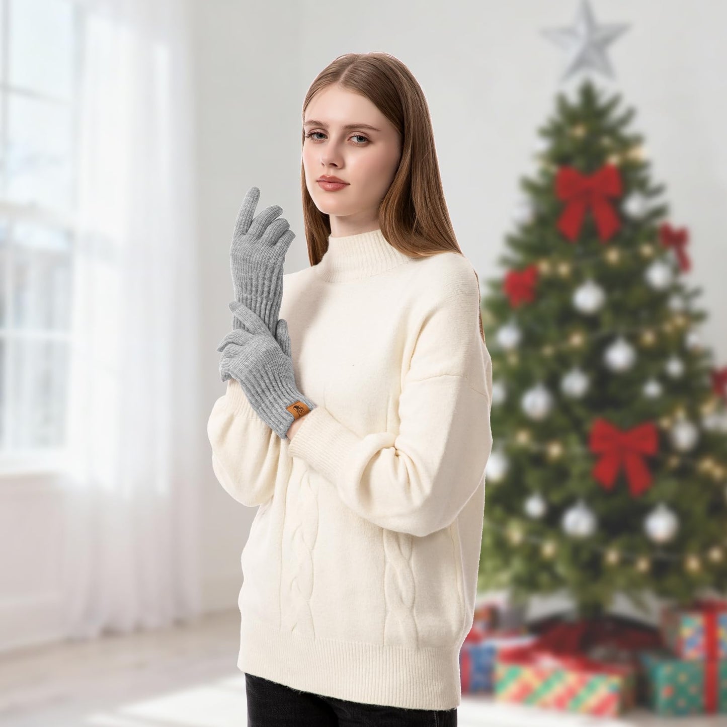 Winter Gloves for Women Upgraded Touch Screen Warm Knit Gloves for Working Driving Running