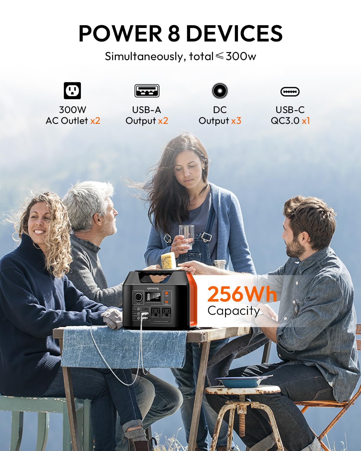Solar Powered Generator 300W Rated, Portable Solar Generator Power Station with Solar Panels 40W Included, 220Wh Sola Power Bank with AC Outlet 110V Pure Sine Wave for Home Use Camping Outdoor