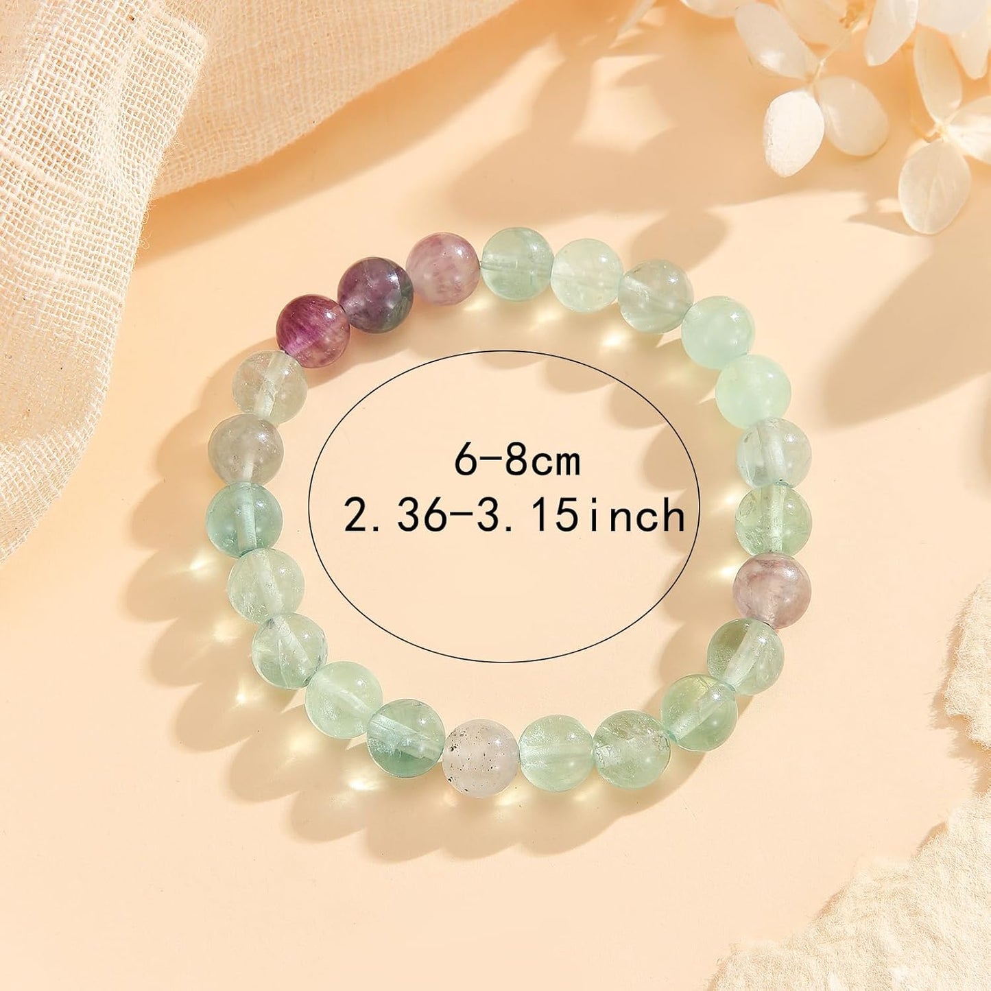 Crystal Vibe Handmade Natural Amethyst Bracelet for Women - Stretchable 8mm Bead Bracelet - Adjustable size Crystal Bracelet for Women