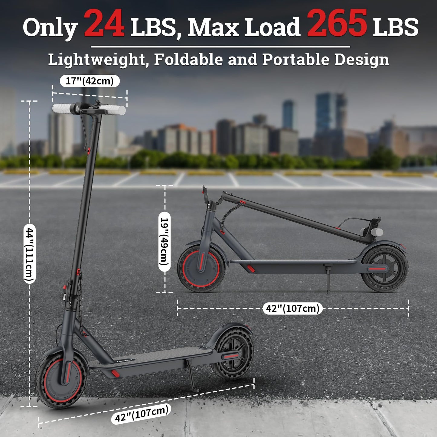 Electric Scooter for Adults, 350W/500W Motor, 16-22 Miles Range, 8.5"/10" Solid Tires, Dual Braking & Suspension, Folding Portable Commuting E-Scooter with App