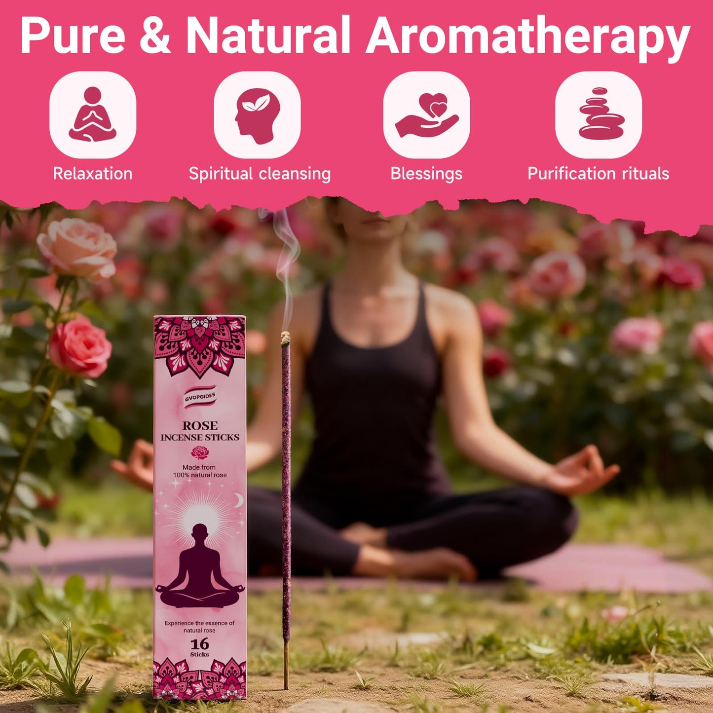 Lavender Incense Sticks Natural - 16 Sticks Handcrafted Lavender Sticks for Relaxation, Meditation, Yoga, Spiritual Purification & Home Ambiance | inciensos aromaticos para la casa