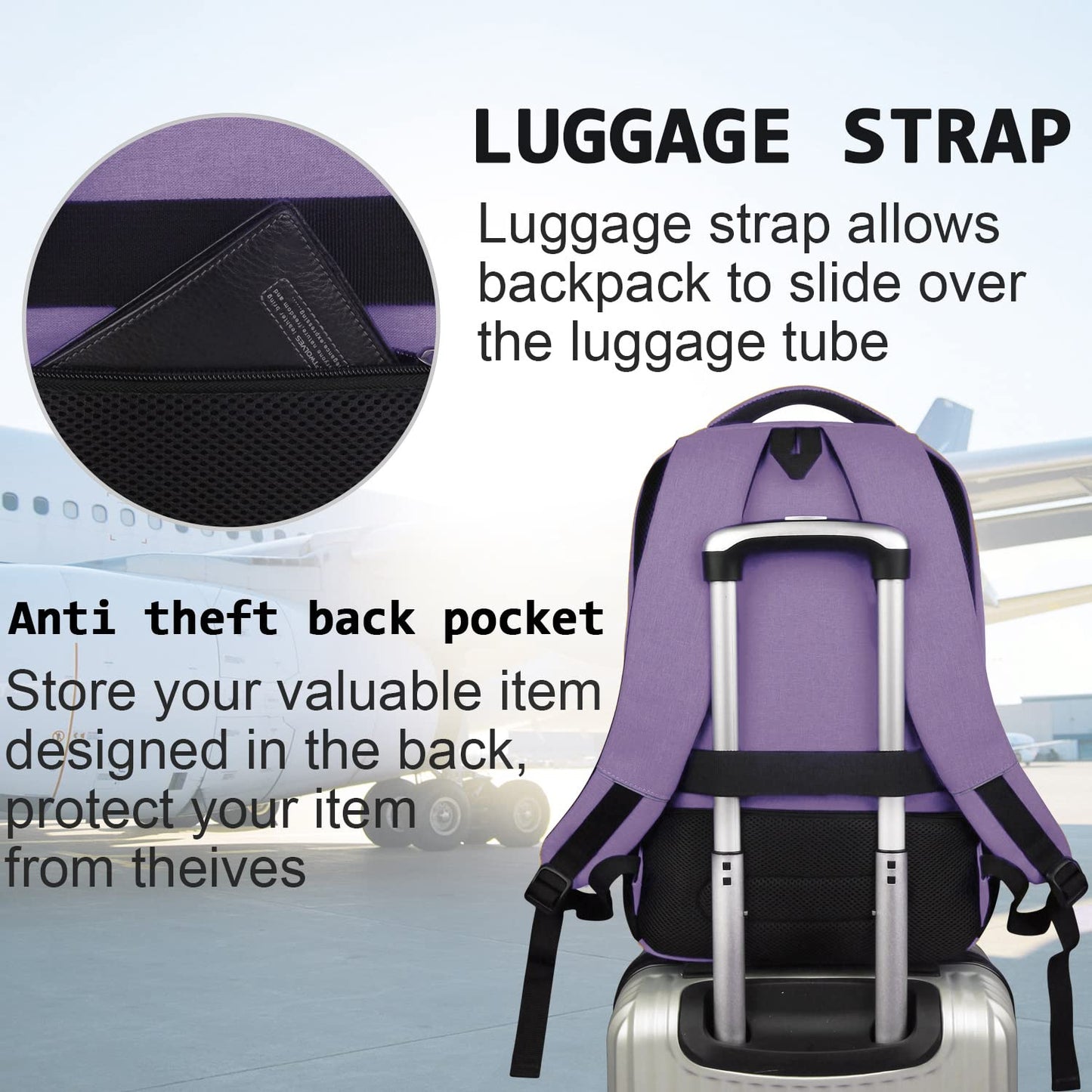 Laptop Backpack,Business Travel Anti Theft Slim Durable Laptops Backpack with USB Charging Port,Water Resistant College Computer Bag for Women & Men Fits 15.6 Inch Laptop and Notebook - Black