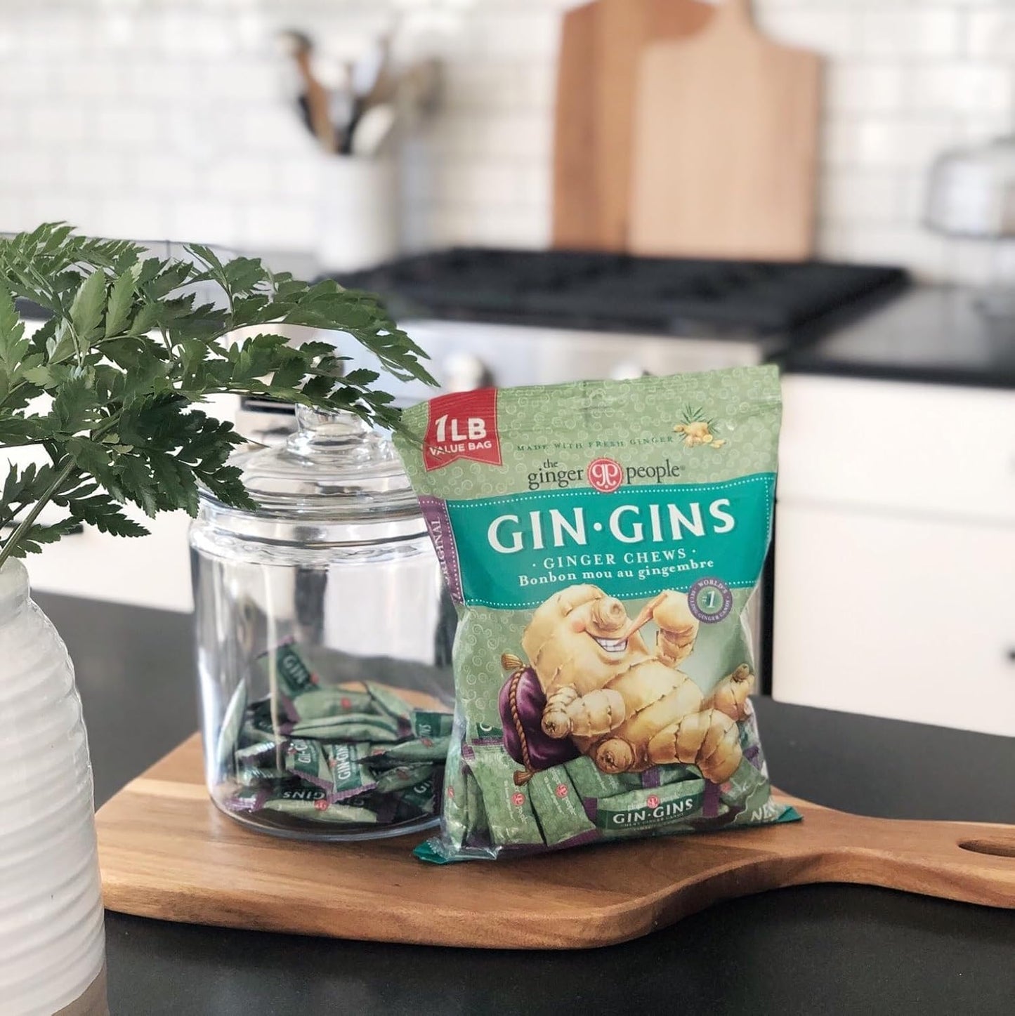 GIN GINS Spicy Apple Ginger Chews – Natural Fresh Ginger Candy by The Ginger People – Individually Wrapped Healthy Candy – Spicy Apple Ginger Flavor – Large 1 lb Bag (16oz) – Pack of 1