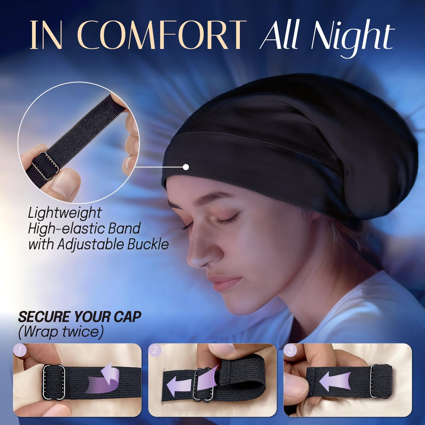 OLESILK 100% Mulberry Silk Bonnet for Sleeping Women, Silk Hair Wrap for Sleeping, Silk Sleep Bonnet for Women&Men, Real Silk, Not Satin, Reddish Brown