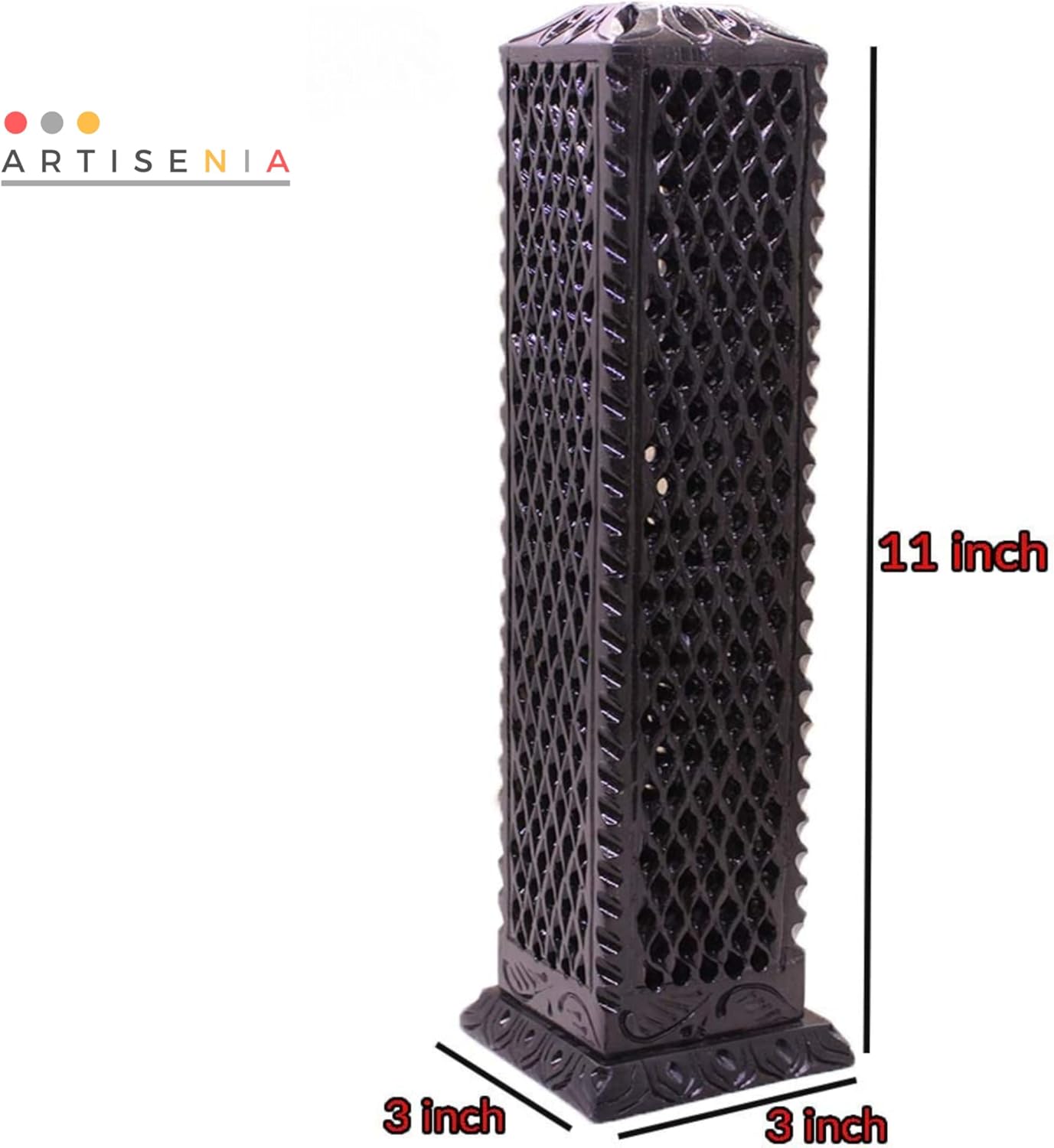 Handmade Black Soapstone Incense Stick Tower Holder | Marble Incense Stick Tower Burner Holder Spa Aromatherapy Home Office Fragrance Accessories Home Office Decor - (11 X 3 Inches)j