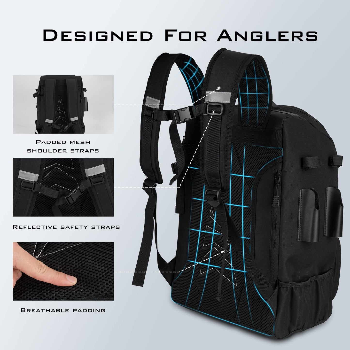 KastKing KarryAll Fishing Tackle Backpack with Rod Holder 4 Tackle Boxes,40/26L Tackle Bag Storage Fishing Gear and Equipment
