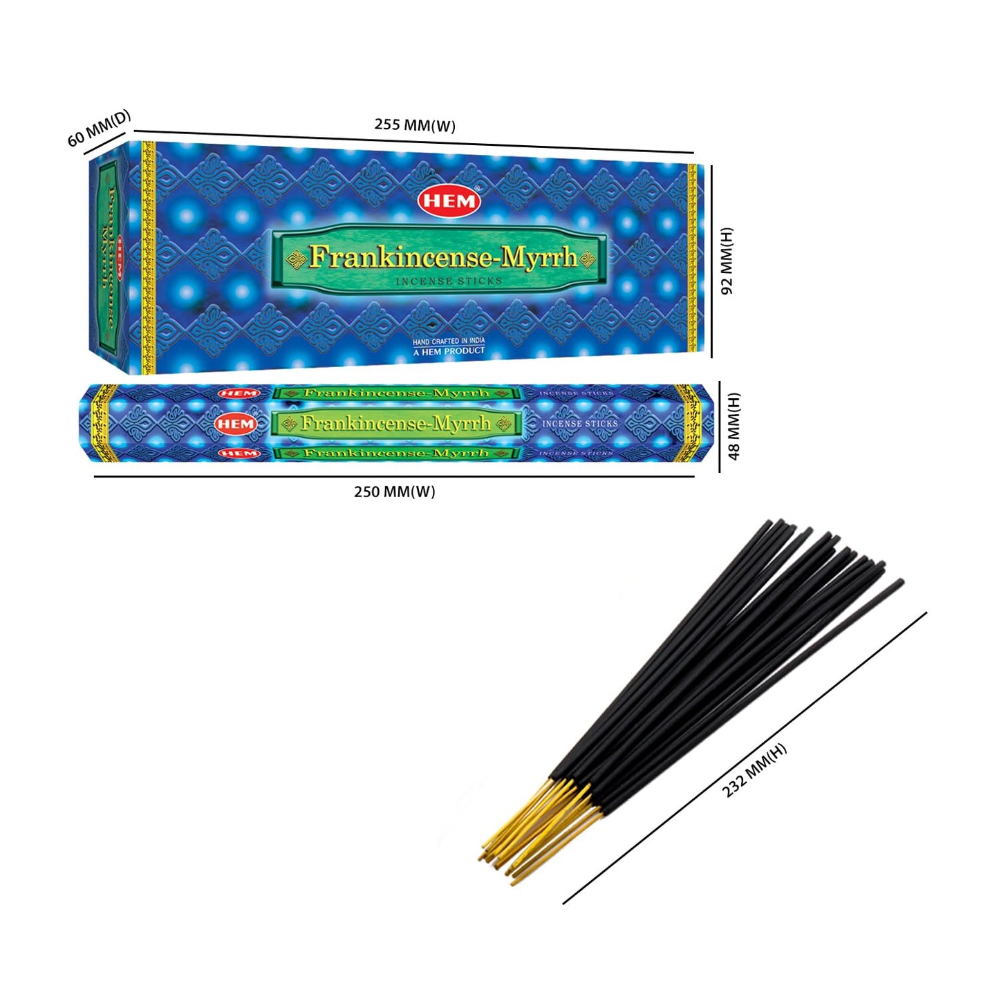 Hem Frankincense Myrrh Incense Sticks - 120 Count | Natural Air Purifying Aromatherapy | Calming and Cleansing Fragrance | Perfect for Meditation and Relaxation | Long-Lasting Burn.