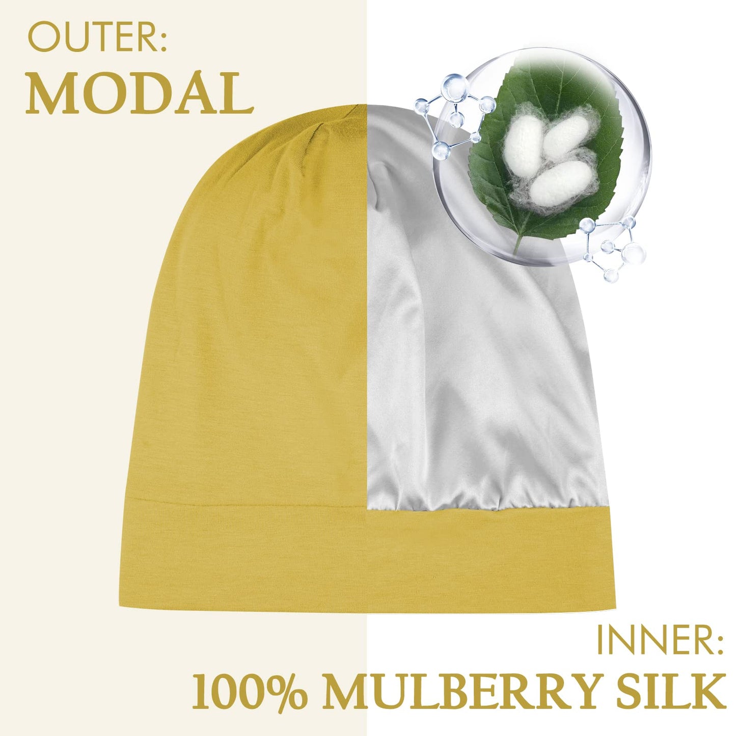 OLESILK 100% Mulberry Silk Bonnet for Sleeping Women, Silk Hair Wrap for Sleeping, Silk Sleep Bonnet for Women&Men, Real Silk, Not Satin, Reddish Brown
