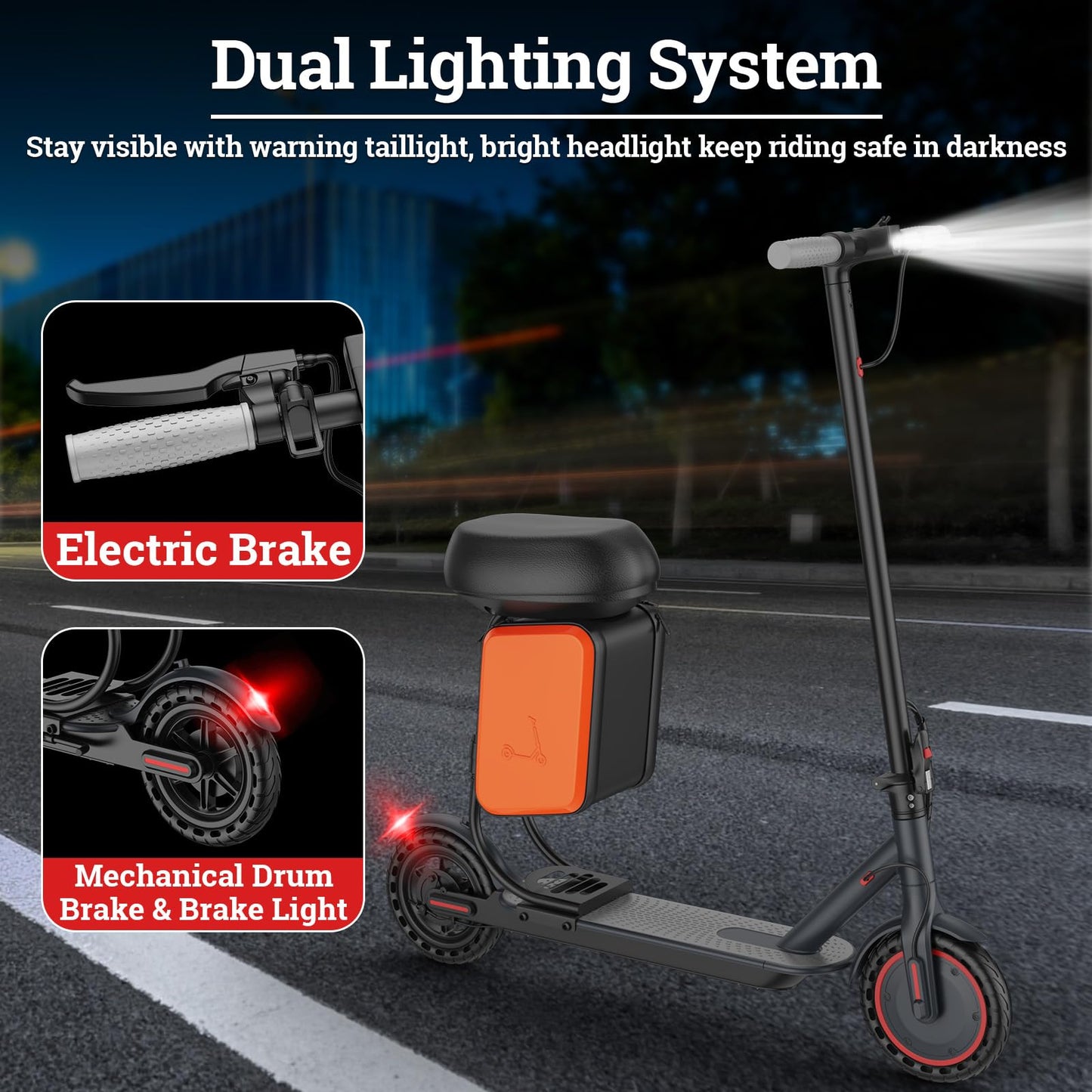 Electric Scooter for Adults, 350W/500W Motor, 16-22 Miles Range, 8.5"/10" Solid Tires, Dual Braking & Suspension, Folding Portable Commuting E-Scooter with App