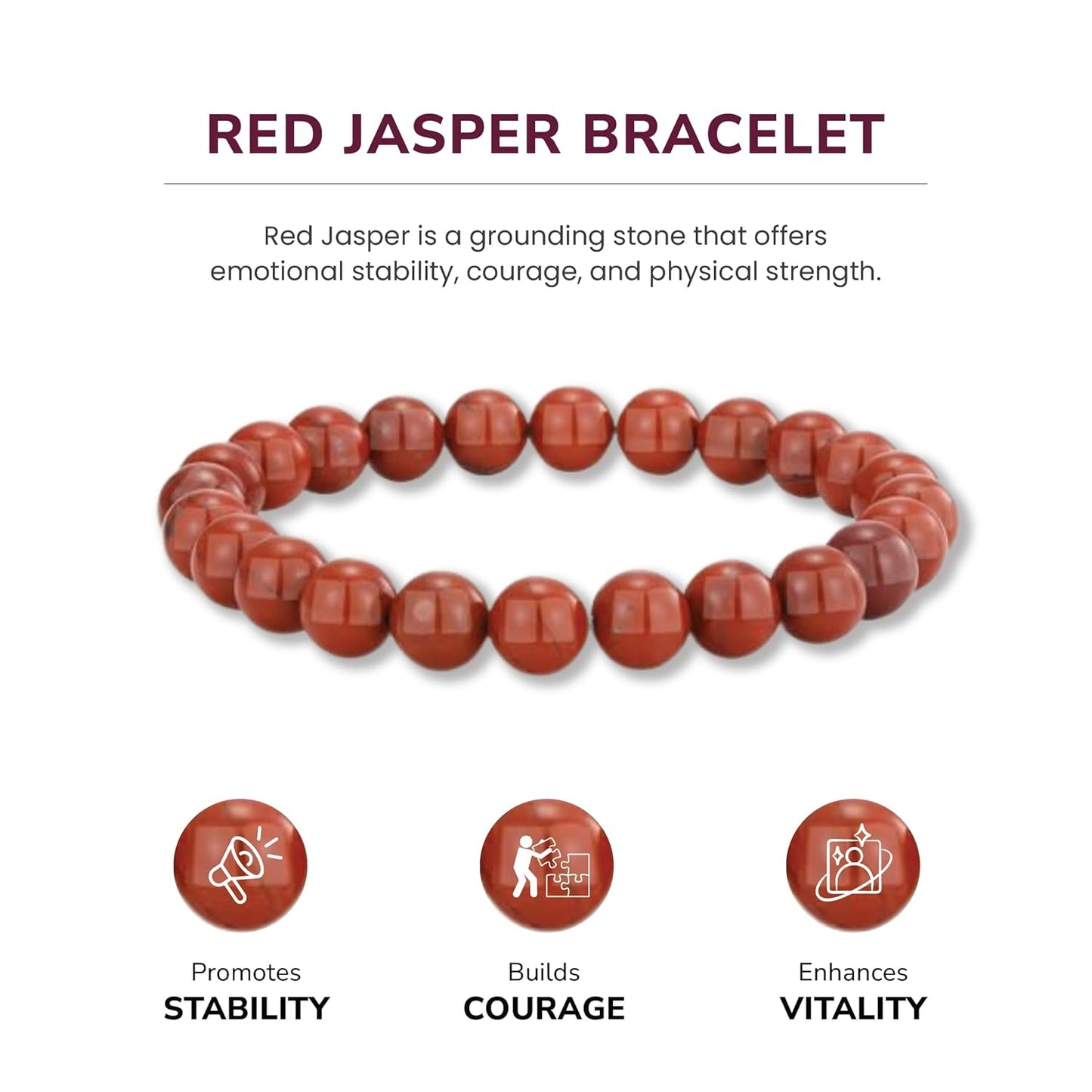 Crystal Vibe Handmade Natural Amethyst Bracelet for Women - Stretchable 8mm Bead Bracelet - Adjustable size Crystal Bracelet for Women