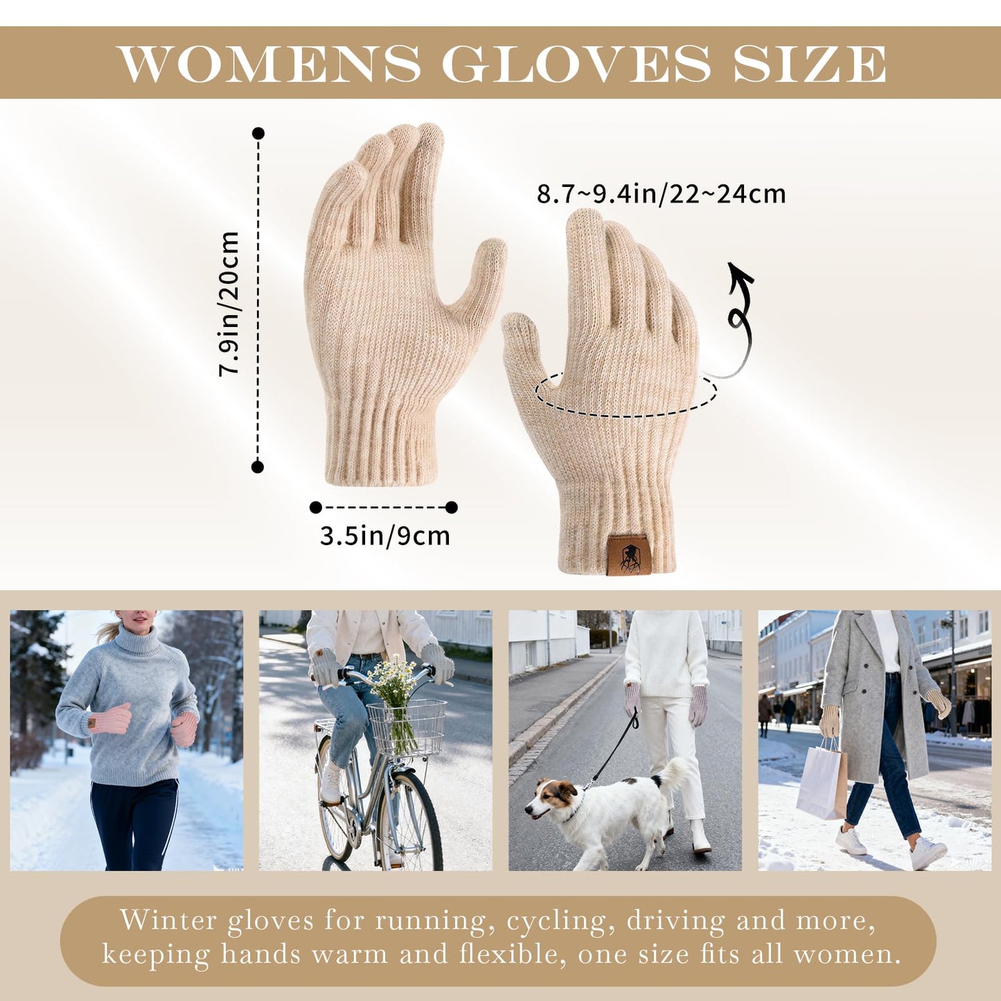 Winter Gloves for Women Upgraded Touch Screen Warm Knit Gloves for Working Driving Running