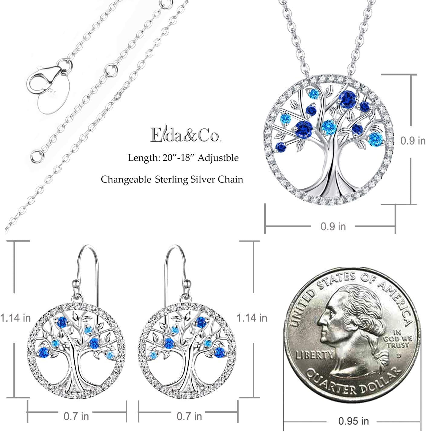 Tree of Life Necklace Birthday Gifts for Wife Mom January February Birthstones Necklace Garnet Amethyst and More Stones Jewelry 925 Sterling Silver