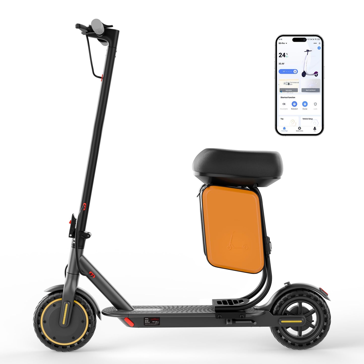 Electric Scooter for Adults, 350W/500W Motor, 16-22 Miles Range, 8.5"/10" Solid Tires, Dual Braking & Suspension, Folding Portable Commuting E-Scooter with App