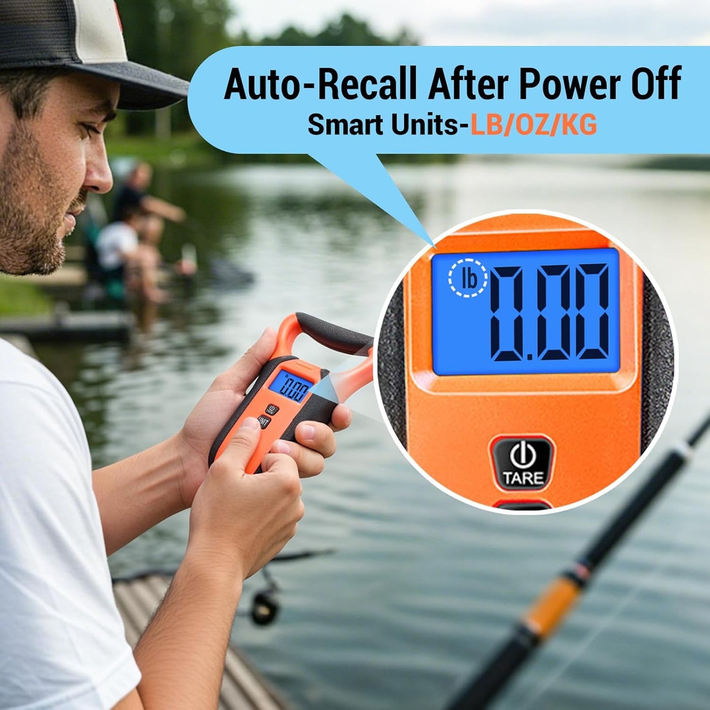 Fish Scale Digital Waterproof Floating with Carry Case Fishing Weighing Scale with Lip Gripper, Backlit LCD Display,110lb Capacity Memory Storage & Summation -Fishing Gifts for Men