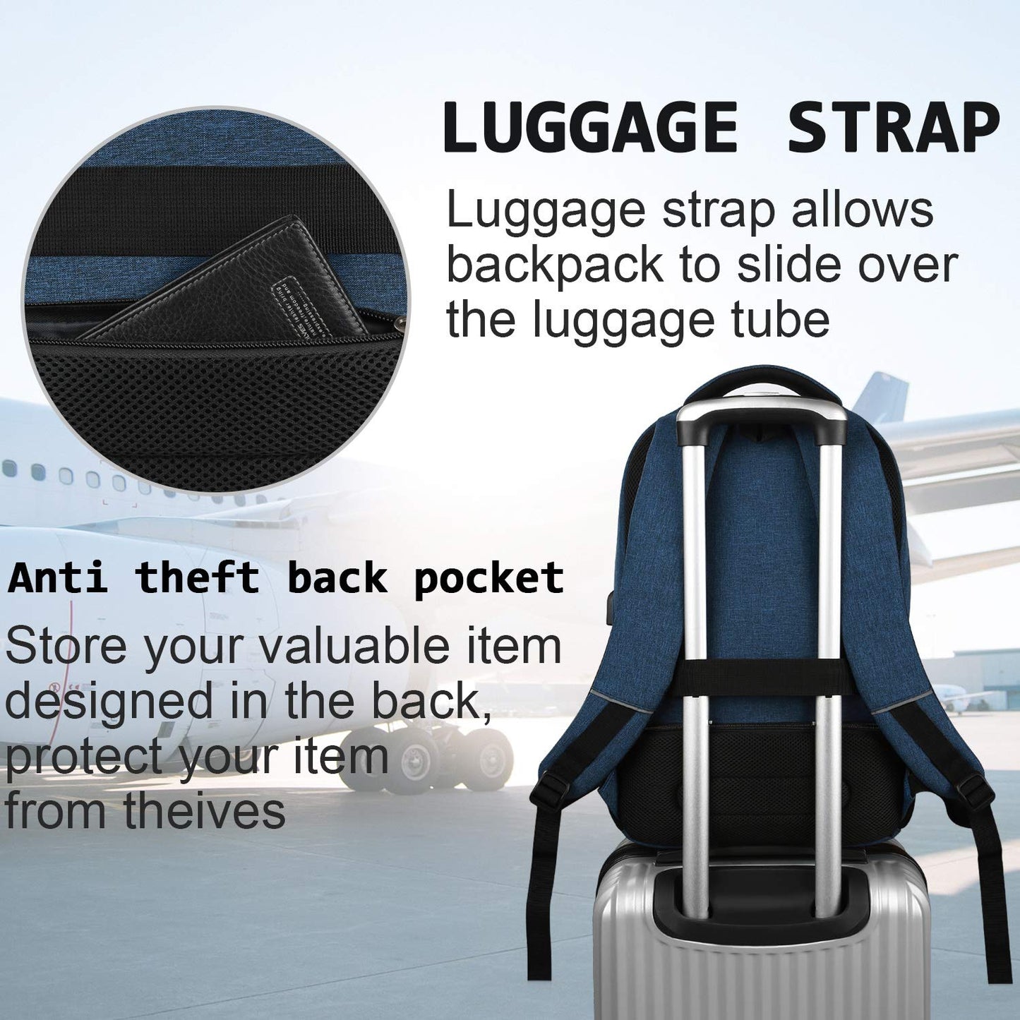 Laptop Backpack,Business Travel Anti Theft Slim Durable Laptops Backpack with USB Charging Port,Water Resistant College Computer Bag for Women & Men Fits 15.6 Inch Laptop and Notebook - Black