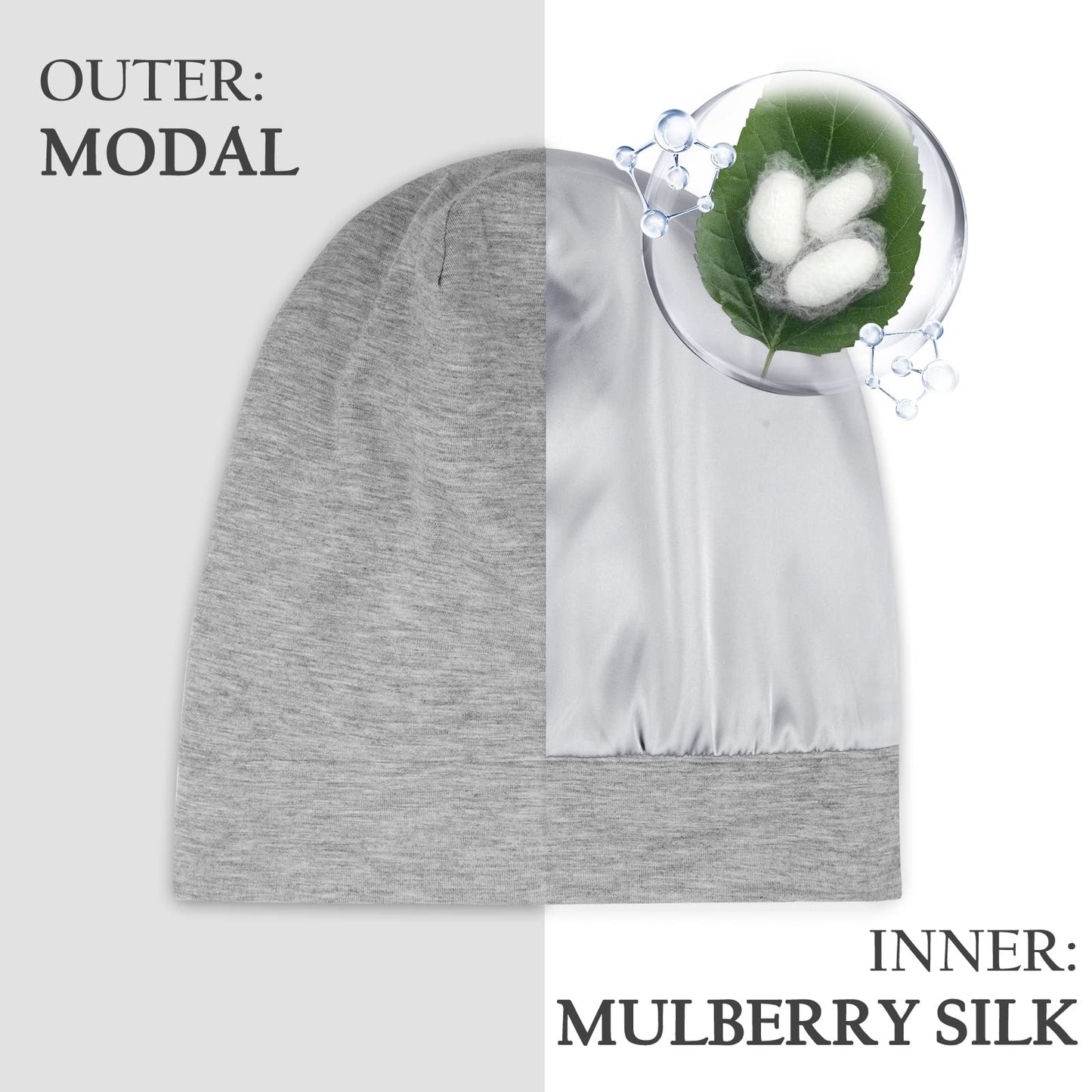 OLESILK 100% Mulberry Silk Bonnet for Sleeping Women, Silk Hair Wrap for Sleeping, Silk Sleep Bonnet for Women&Men, Real Silk, Not Satin, Reddish Brown