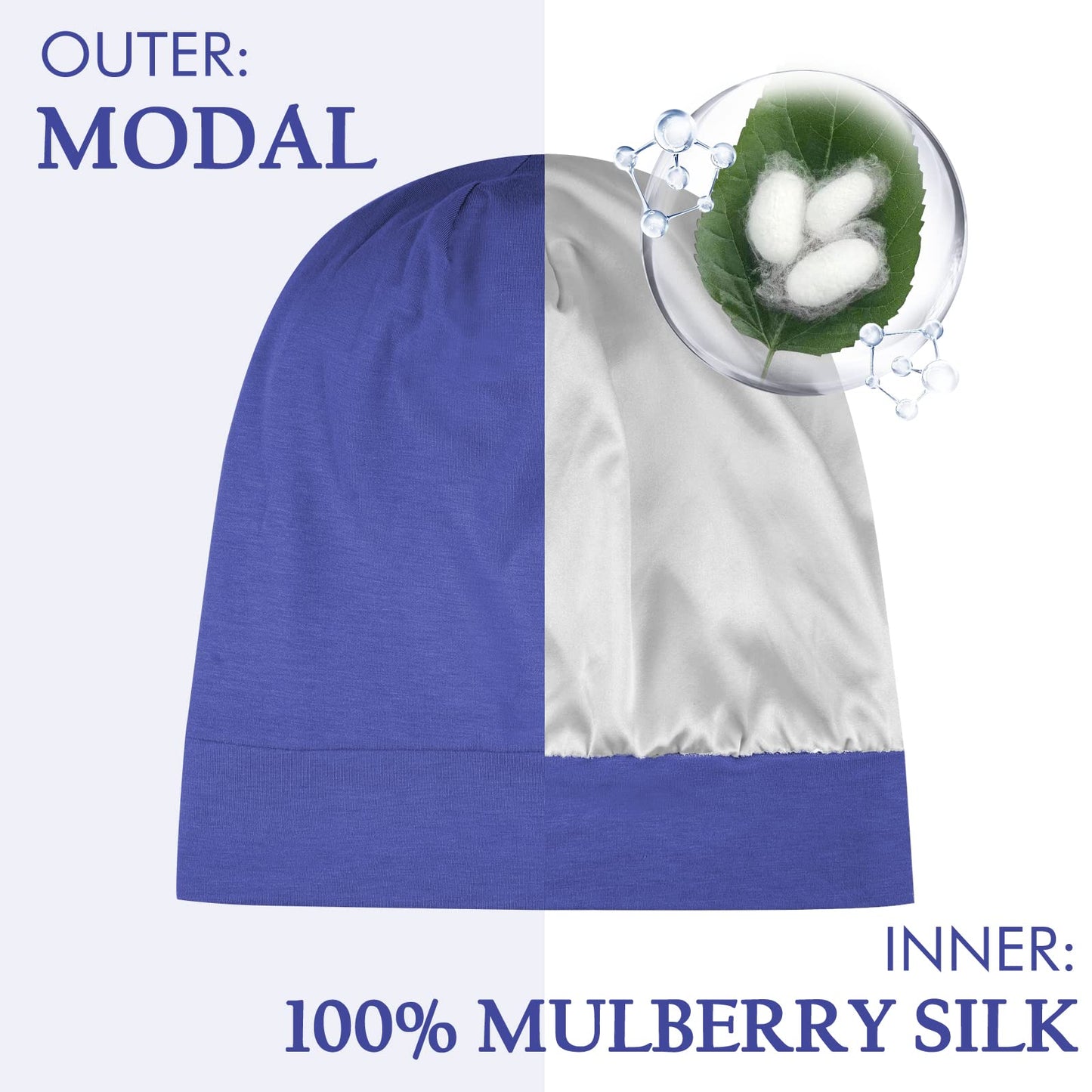 OLESILK 100% Mulberry Silk Bonnet for Sleeping Women, Silk Hair Wrap for Sleeping, Silk Sleep Bonnet for Women&Men, Real Silk, Not Satin, Reddish Brown
