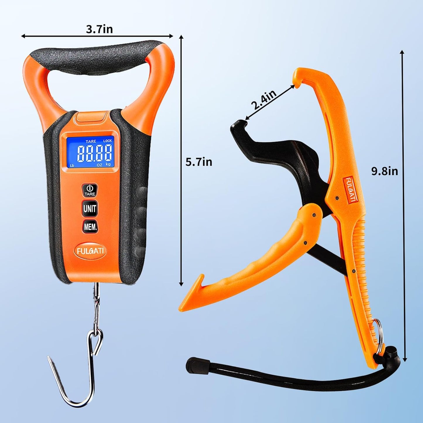 Fish Scale Digital Waterproof Floating with Carry Case Fishing Weighing Scale with Lip Gripper, Backlit LCD Display,110lb Capacity Memory Storage & Summation -Fishing Gifts for Men