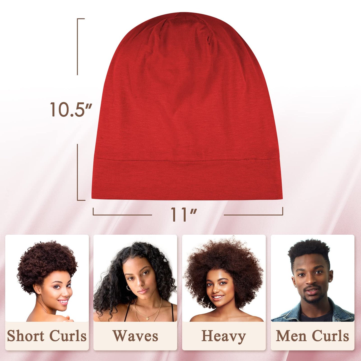 OLESILK 100% Mulberry Silk Bonnet for Sleeping Women, Silk Hair Wrap for Sleeping, Silk Sleep Bonnet for Women&Men, Real Silk, Not Satin, Reddish Brown