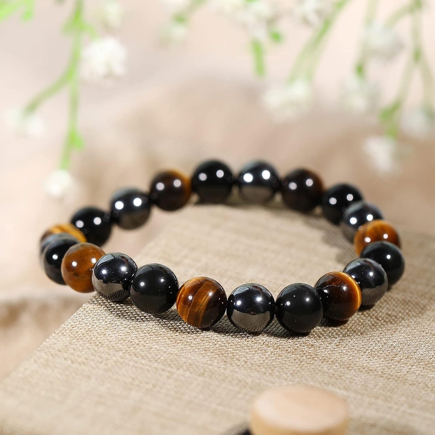 Crystal Vibe Handmade Natural Amethyst Bracelet for Women - Stretchable 8mm Bead Bracelet - Adjustable size Crystal Bracelet for Women