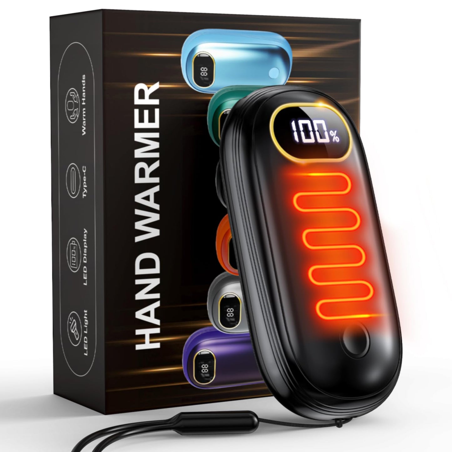Hand Warmers Rechargeable - Electric Hand Warmers 2 Pack with Dual-Sided Heating for 15Hrs Warmth, LED Display & Flashlight, Hunting Essentials, Gifts for Christmas Man Women Raynauds Golf