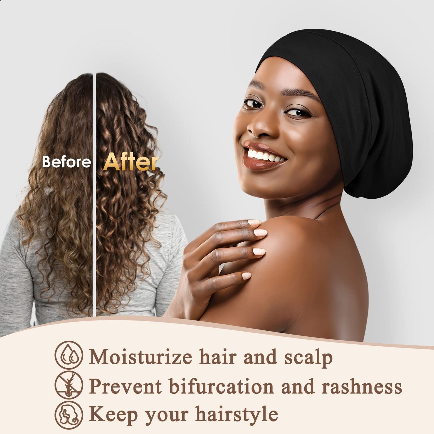 OLESILK 100% Mulberry Silk Bonnet for Sleeping Women, Silk Hair Wrap for Sleeping, Silk Sleep Bonnet for Women&Men, Real Silk, Not Satin, Reddish Brown