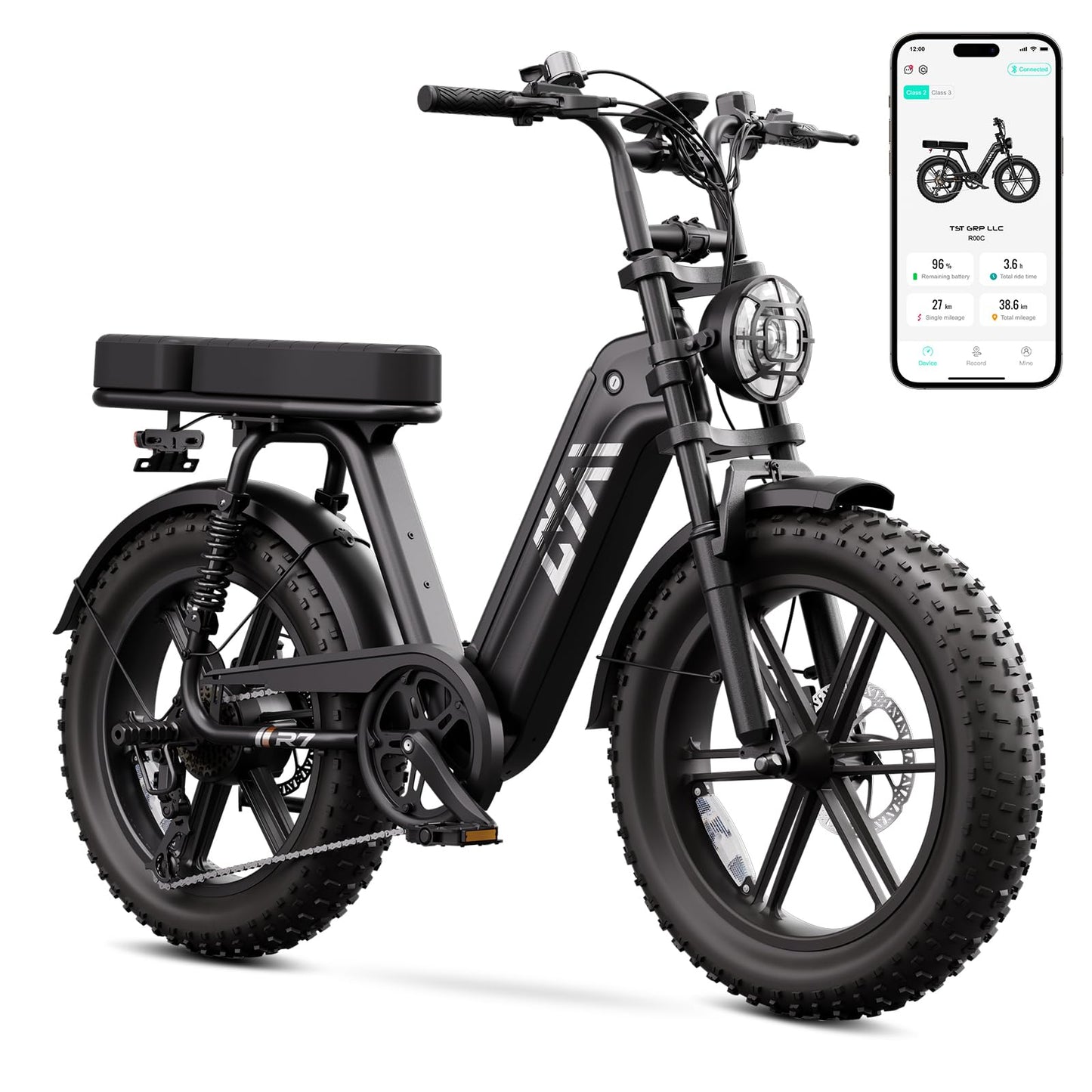TST Electric Bike for Adults, 1500W Peak Motor Ebike with 48V 15Ah Built-in Battery, 60 Miles Range 28 MPH Electric Bike, 20" Fat Tire E Bike with Rear Seat, Footrest