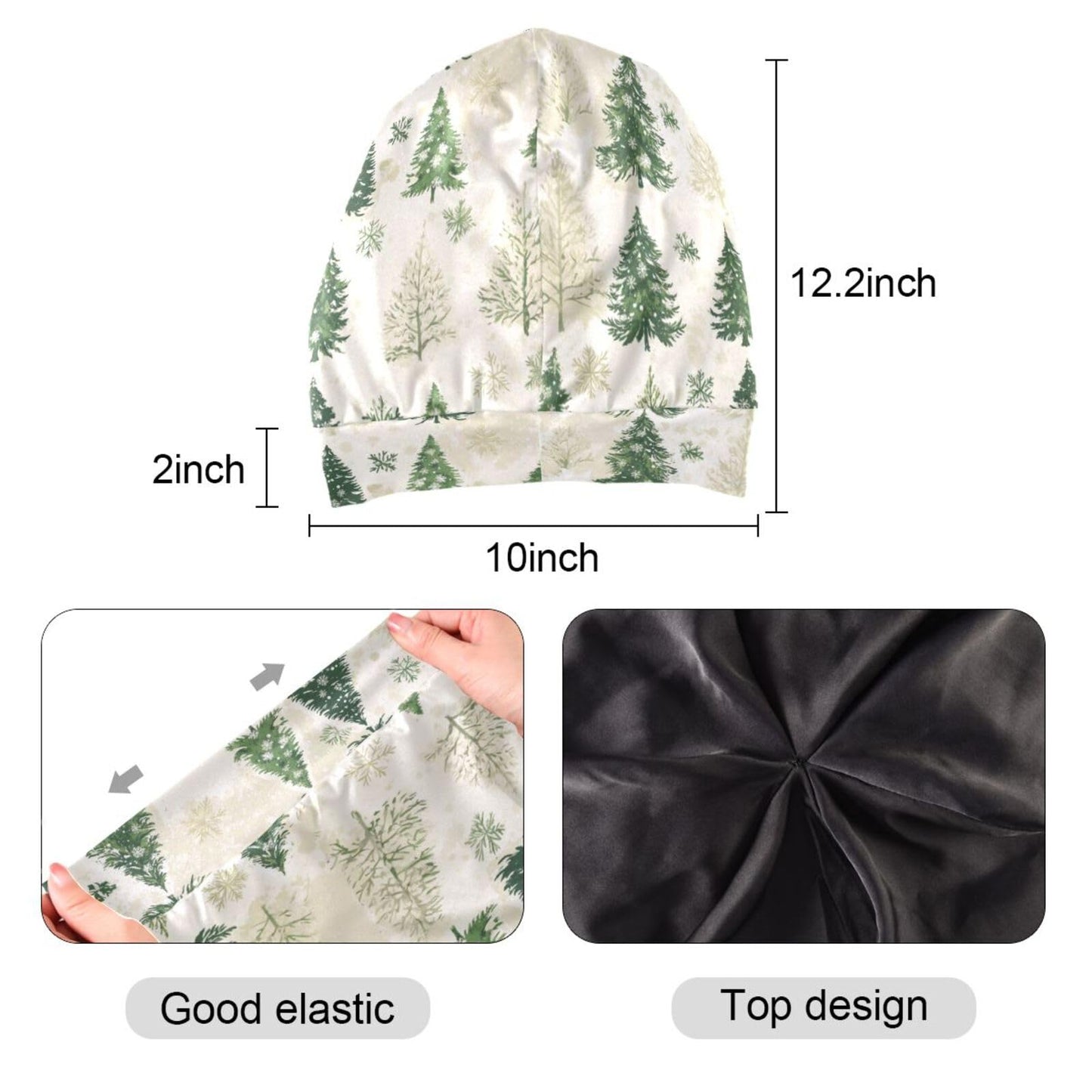 Satin Bonnet Lined Sleep Cap Hair Wrap Cover Slouchy Beanie for Curly Hair Protection for Gifts for Men Women Dark Blue Stars