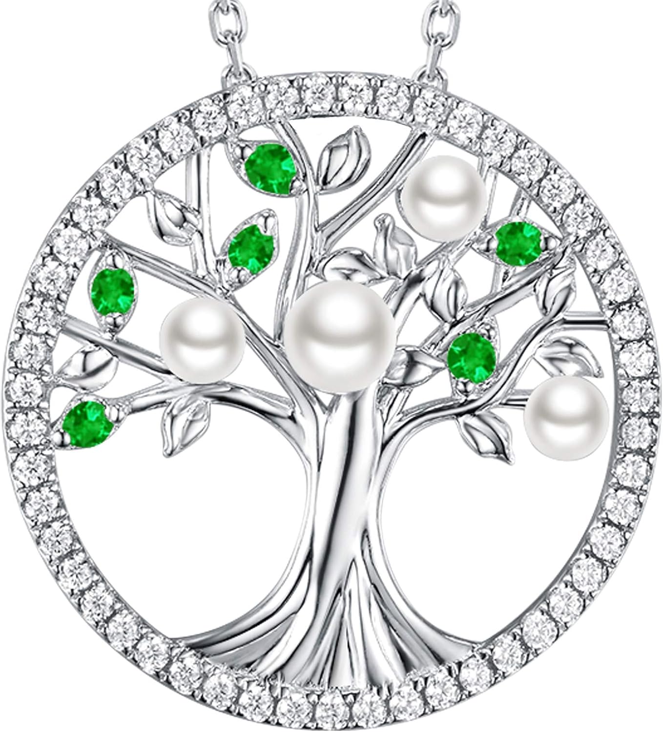 Tree of Life Necklace Birthday Gifts for Wife Mom January February Birthstones Necklace Garnet Amethyst and More Stones Jewelry 925 Sterling Silver
