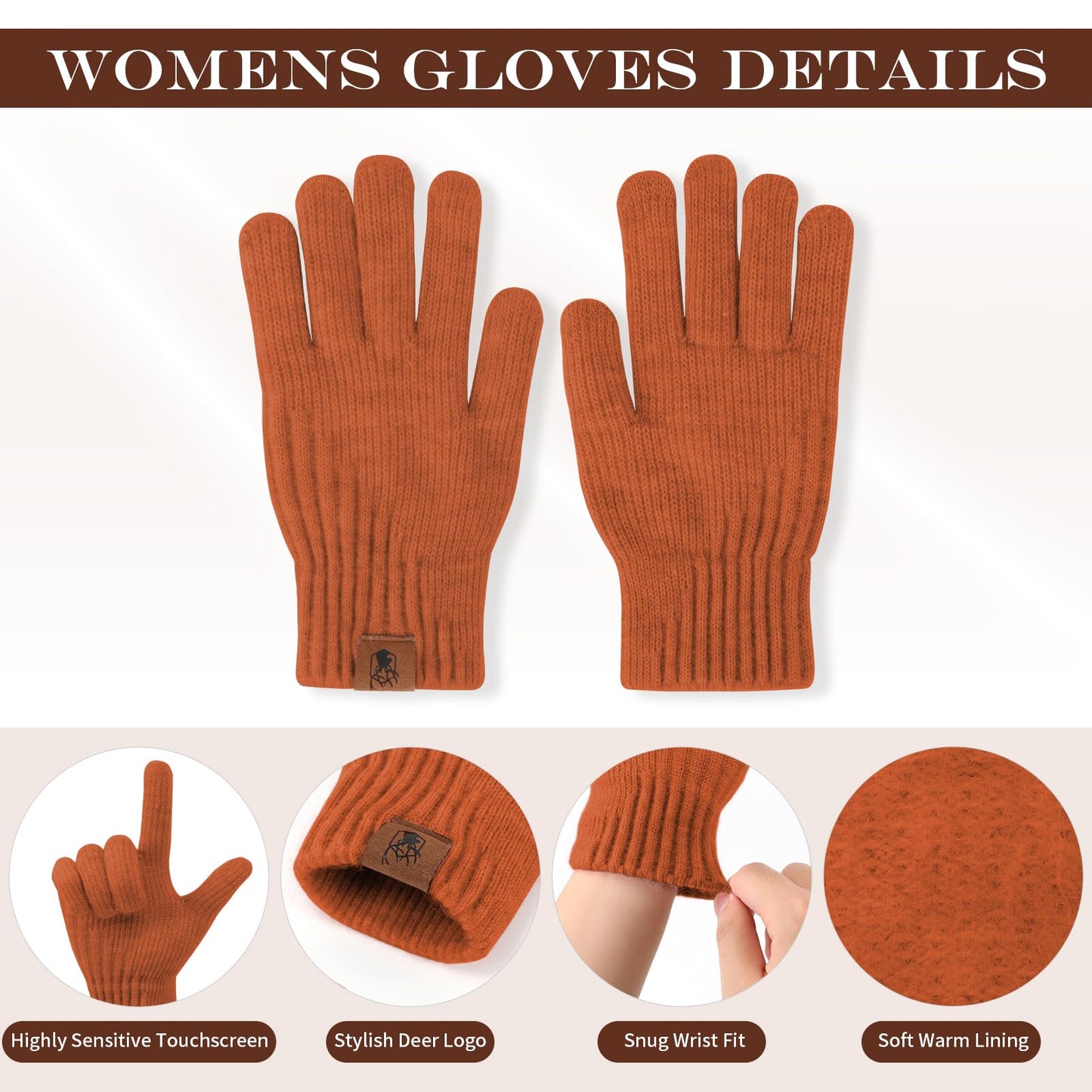 Winter Gloves for Women Upgraded Touch Screen Warm Knit Gloves for Working Driving Running