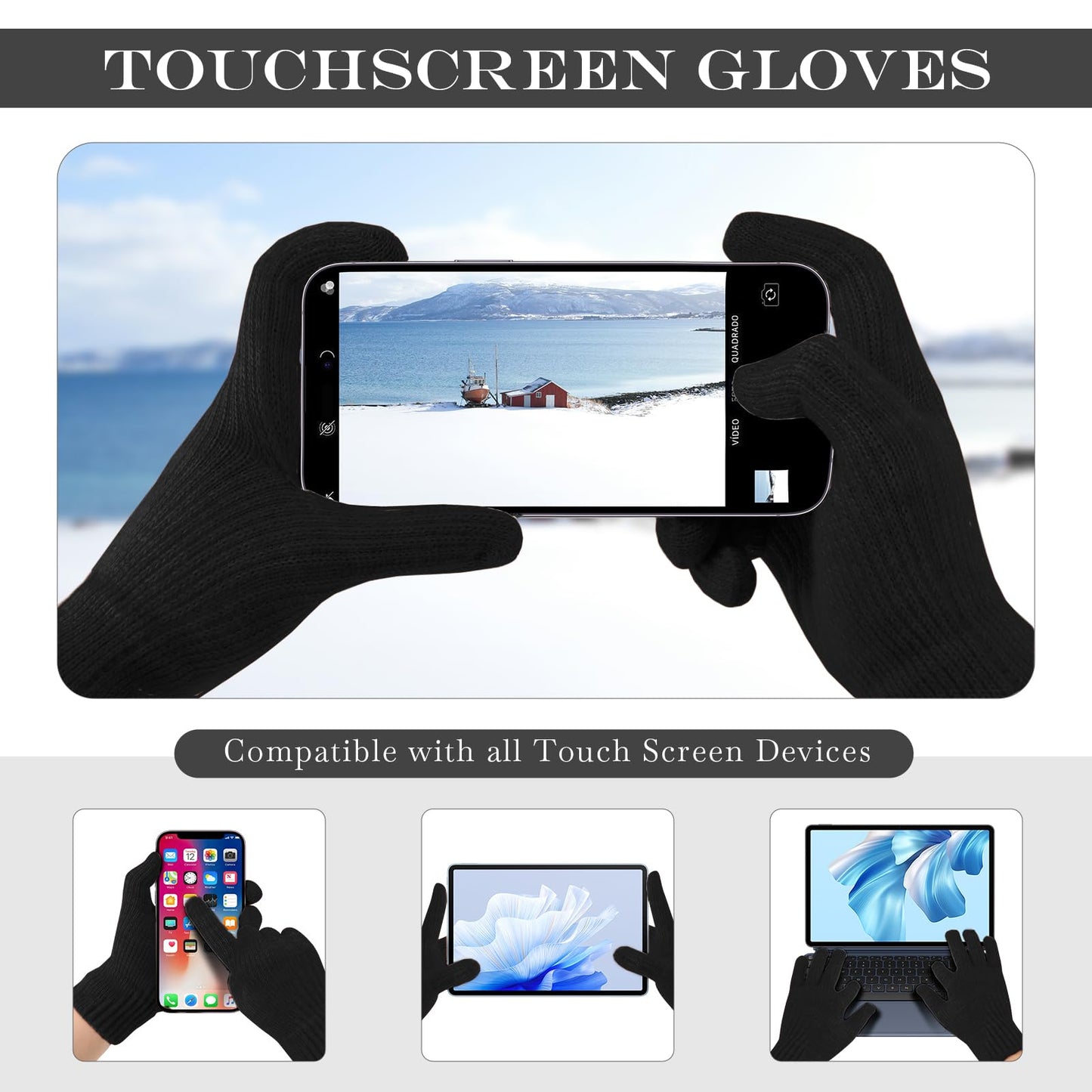 Winter Gloves for Women Upgraded Touch Screen Warm Knit Gloves for Working Driving Running