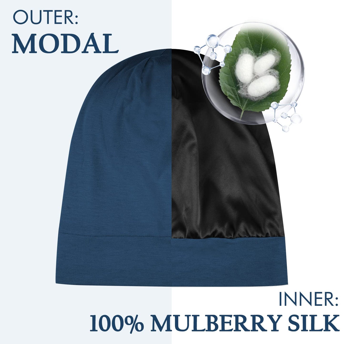 OLESILK 100% Mulberry Silk Bonnet for Sleeping Women, Silk Hair Wrap for Sleeping, Silk Sleep Bonnet for Women&Men, Real Silk, Not Satin, Reddish Brown