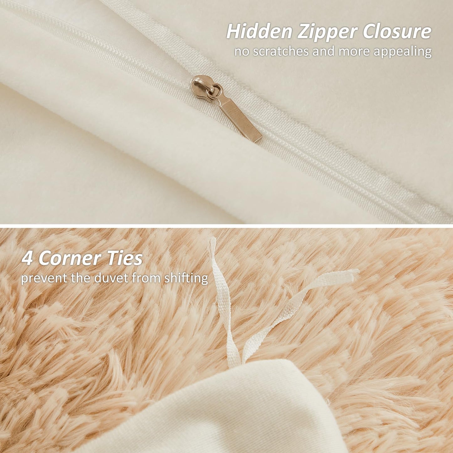 EMME Luxury Khaki Fuzzy Duvet Cover Set Twin Size Fluffy Comforter Cover Set 2 Pieces Shaggy and Plush Soft Bedding Duvet Covers (Tie Dye Khaki, Twin)