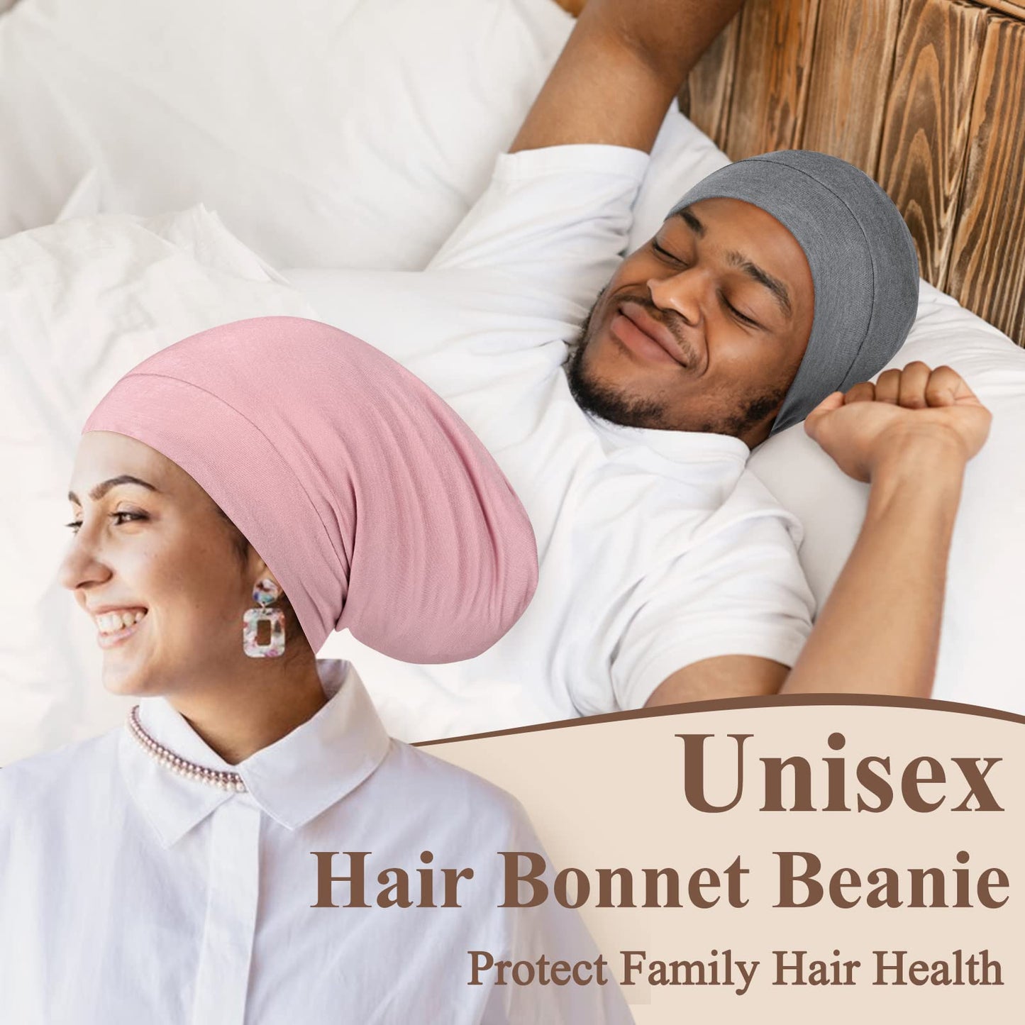 OLESILK 100% Mulberry Silk Bonnet for Sleeping Women, Silk Hair Wrap for Sleeping, Silk Sleep Bonnet for Women&Men, Real Silk, Not Satin, Reddish Brown