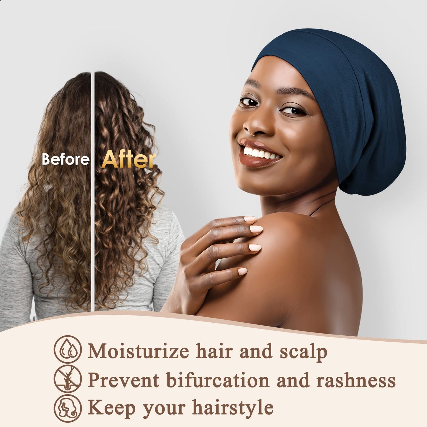 OLESILK 100% Mulberry Silk Bonnet for Sleeping Women, Silk Hair Wrap for Sleeping, Silk Sleep Bonnet for Women&Men, Real Silk, Not Satin, Reddish Brown
