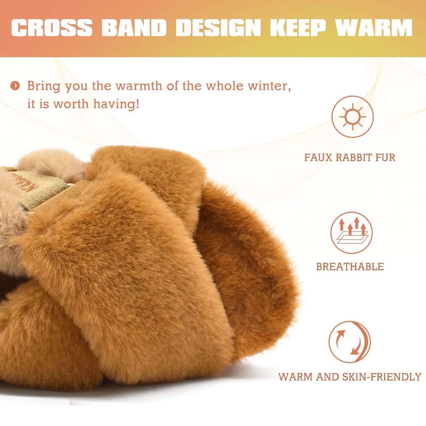 KuaiLu Womens Fuzzy Criss Cross Band Platform Slippers Arch Support Furry Faux Fur Ladies Open Toe Cozy Soft Plush Fleece Comfy House Shoes Sandals