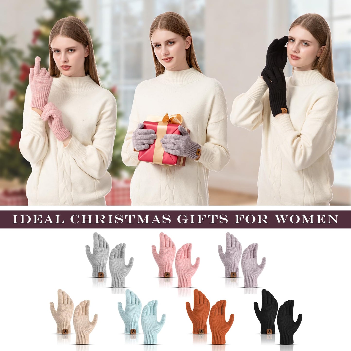 Winter Gloves for Women Upgraded Touch Screen Warm Knit Gloves for Working Driving Running