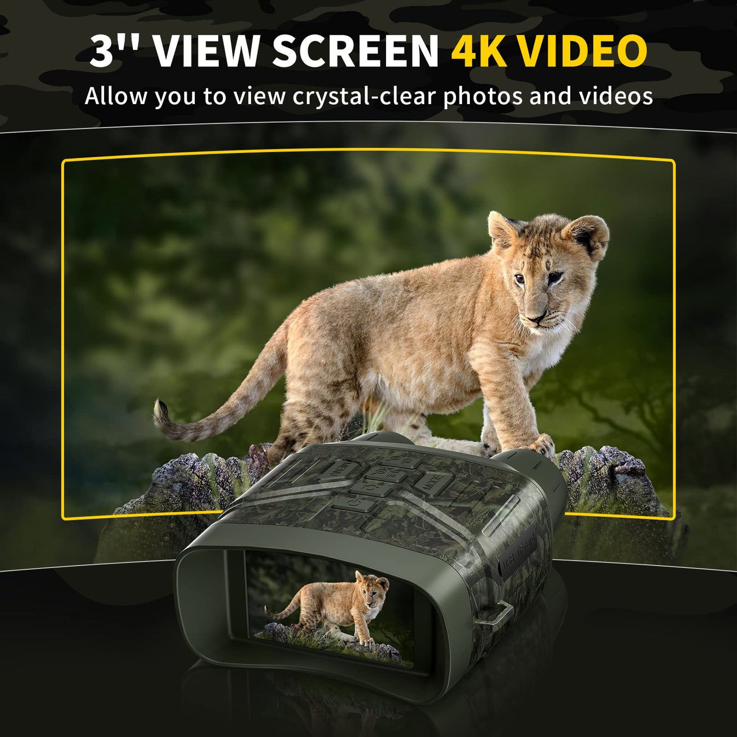 Night Vision Goggles for Adults, 3" HD Screen, 5000mAh Rechargeable Night Vision Binoculars with 32GB Card & 4K Video Recording for Wildlife, Hunting, Security