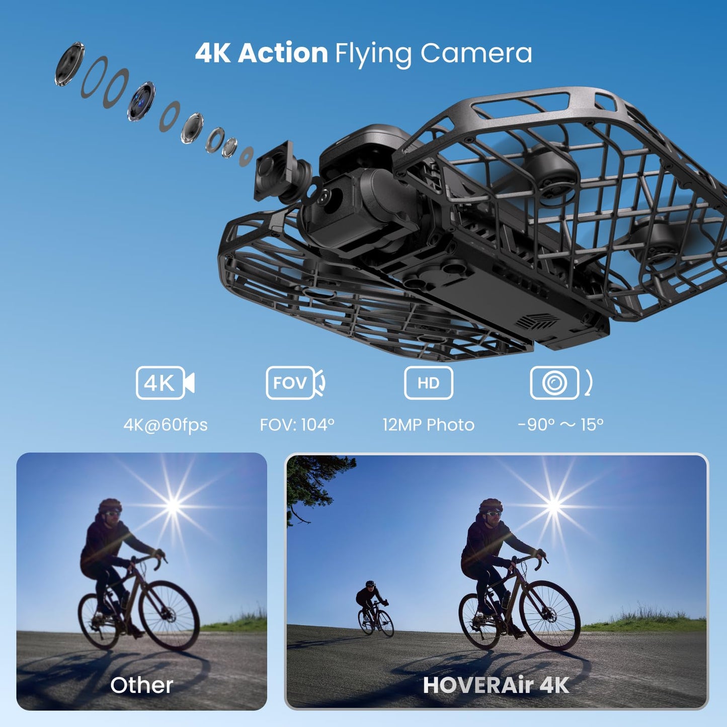 HOVERAir X1 PROMAX 8K Drone with Camera, Foldable Action Flying Camera with 42 KM/H Follow Speed, 15+ Fully Automatic Flight Modes, Fly Anywhere with OmniTerrain, SmoothCapture 2.0(Fly Joy Combo)