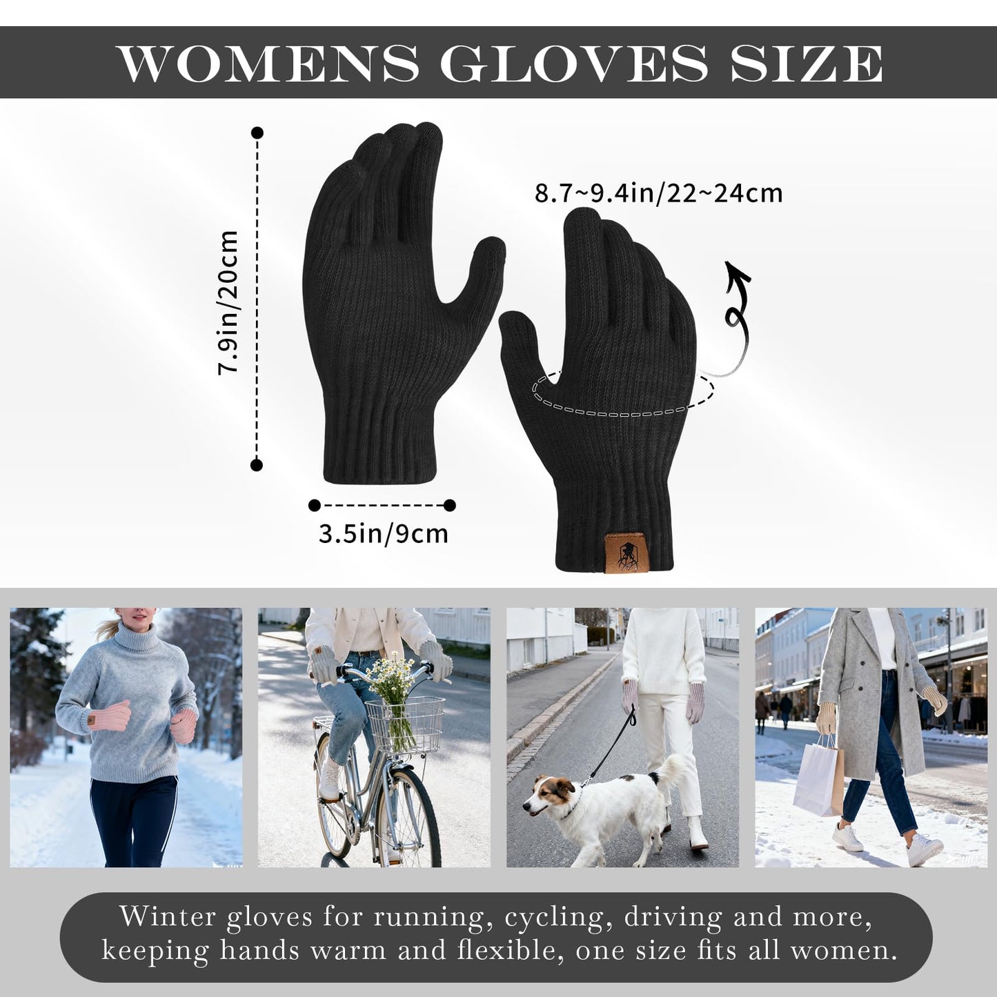 Winter Gloves for Women Upgraded Touch Screen Warm Knit Gloves for Working Driving Running