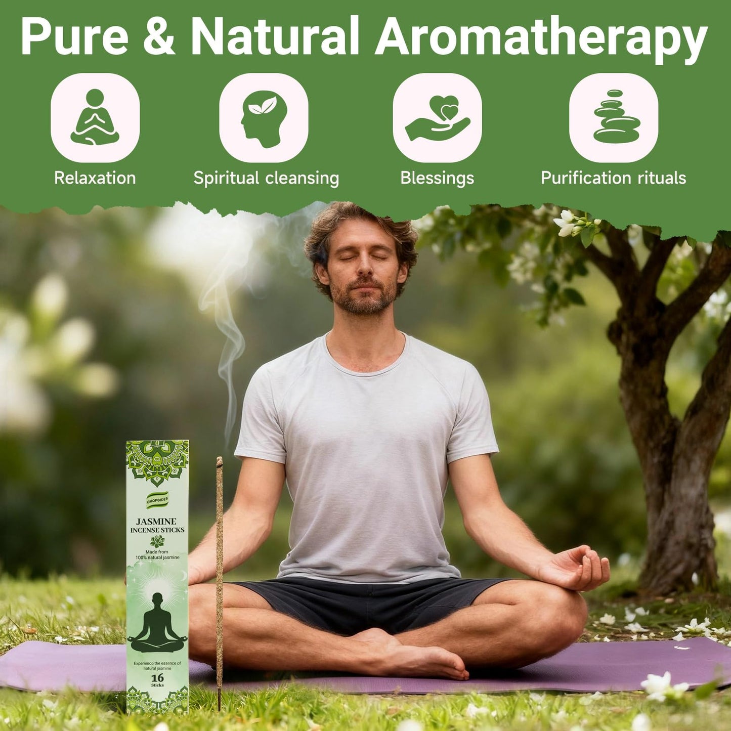 Lavender Incense Sticks Natural - 16 Sticks Handcrafted Lavender Sticks for Relaxation, Meditation, Yoga, Spiritual Purification & Home Ambiance | inciensos aromaticos para la casa