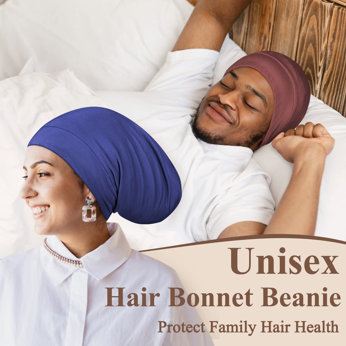 OLESILK 100% Mulberry Silk Bonnet for Sleeping Women, Silk Hair Wrap for Sleeping, Silk Sleep Bonnet for Women&Men, Real Silk, Not Satin, Reddish Brown